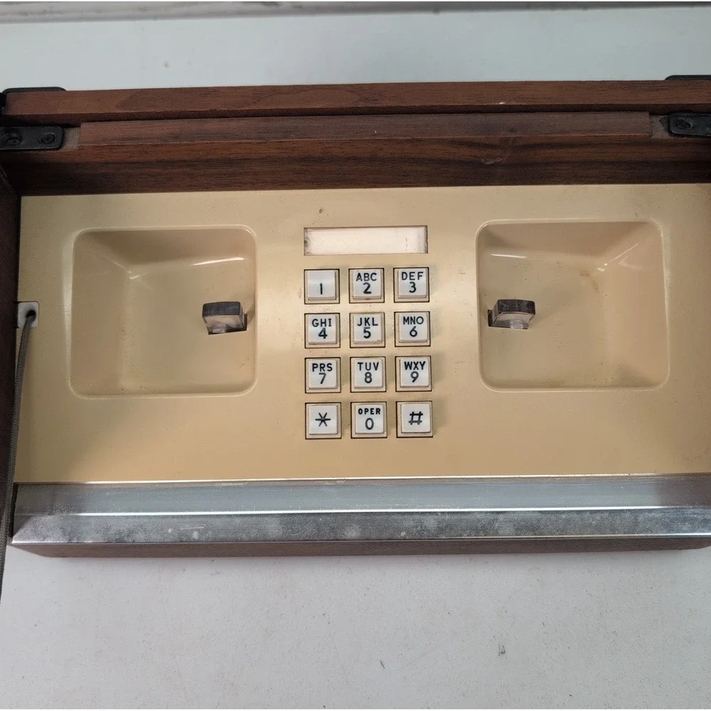 Vintage Western Electric Executive Stowaway Touch Tone Desk Phone Wood Box